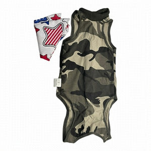 CAMO Dog Outfit With Star Bandana Size L